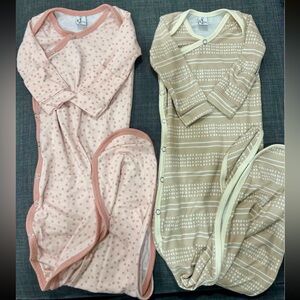 Copper Pearl Newborn Knotted Gown Set - Pink and Beige/Tan